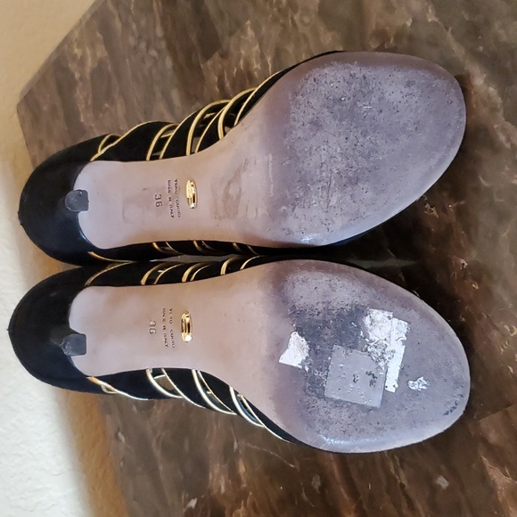 *SALE* Sergio Rossi black and gold caged bootie heels - Picture 8 of 11